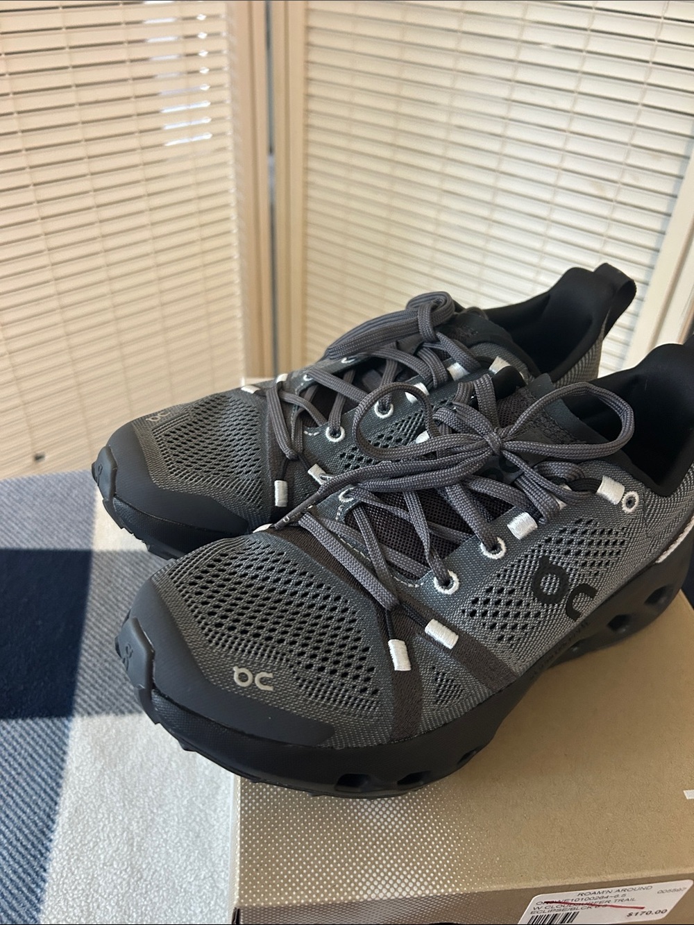 On Running Womans Cloudtrail Mesh Athletic Shoes - Gray and Black